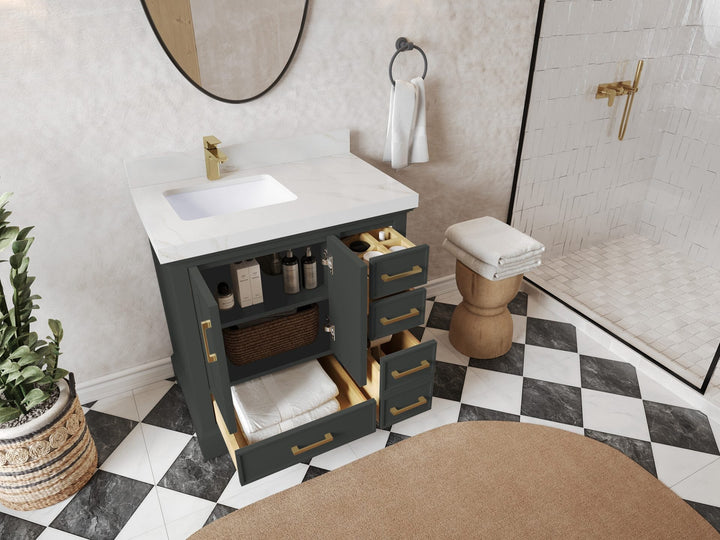 Charlotte 36 in. W x 22 in. D Left Offset Sink Bathroom Vanity - photo 3