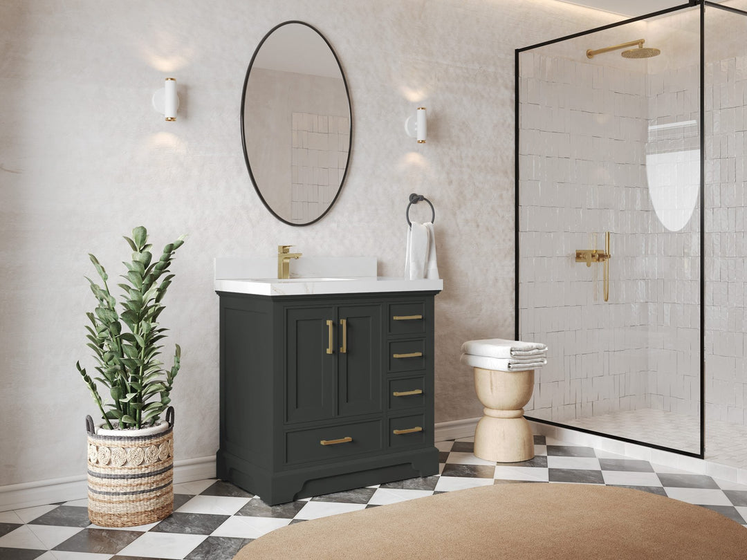Charlotte 36 in. W x 22 in. D Left Offset Sink Bathroom Vanity
