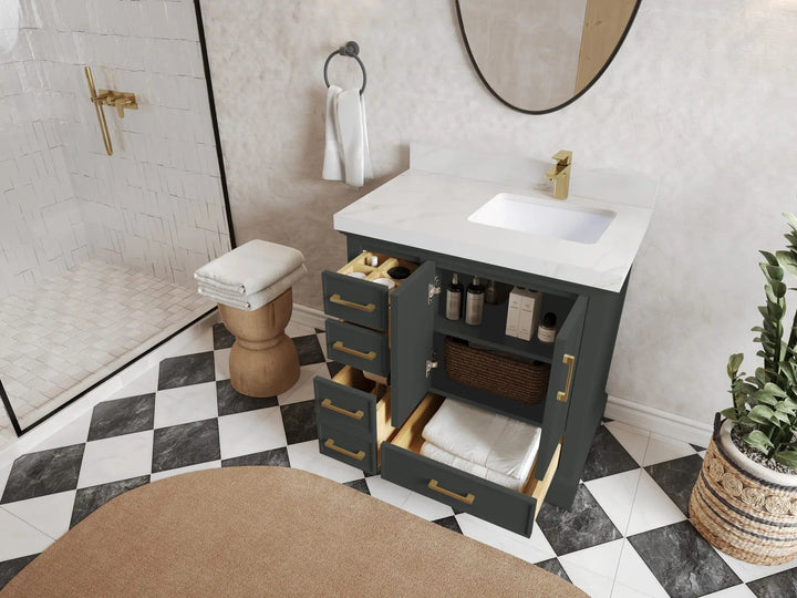 Charlotte 36 in. W x 22 in. D Right Offset Sink Bathroom Vanity - photo 3
