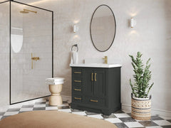 Charlotte 36 in. W x 22 in. D Right Offset Sink Bathroom Vanity - photo 2