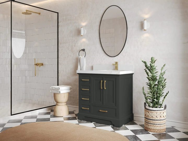 Charlotte 36 in. W x 22 in. D Right Offset Sink Bathroom Vanity - photo 2