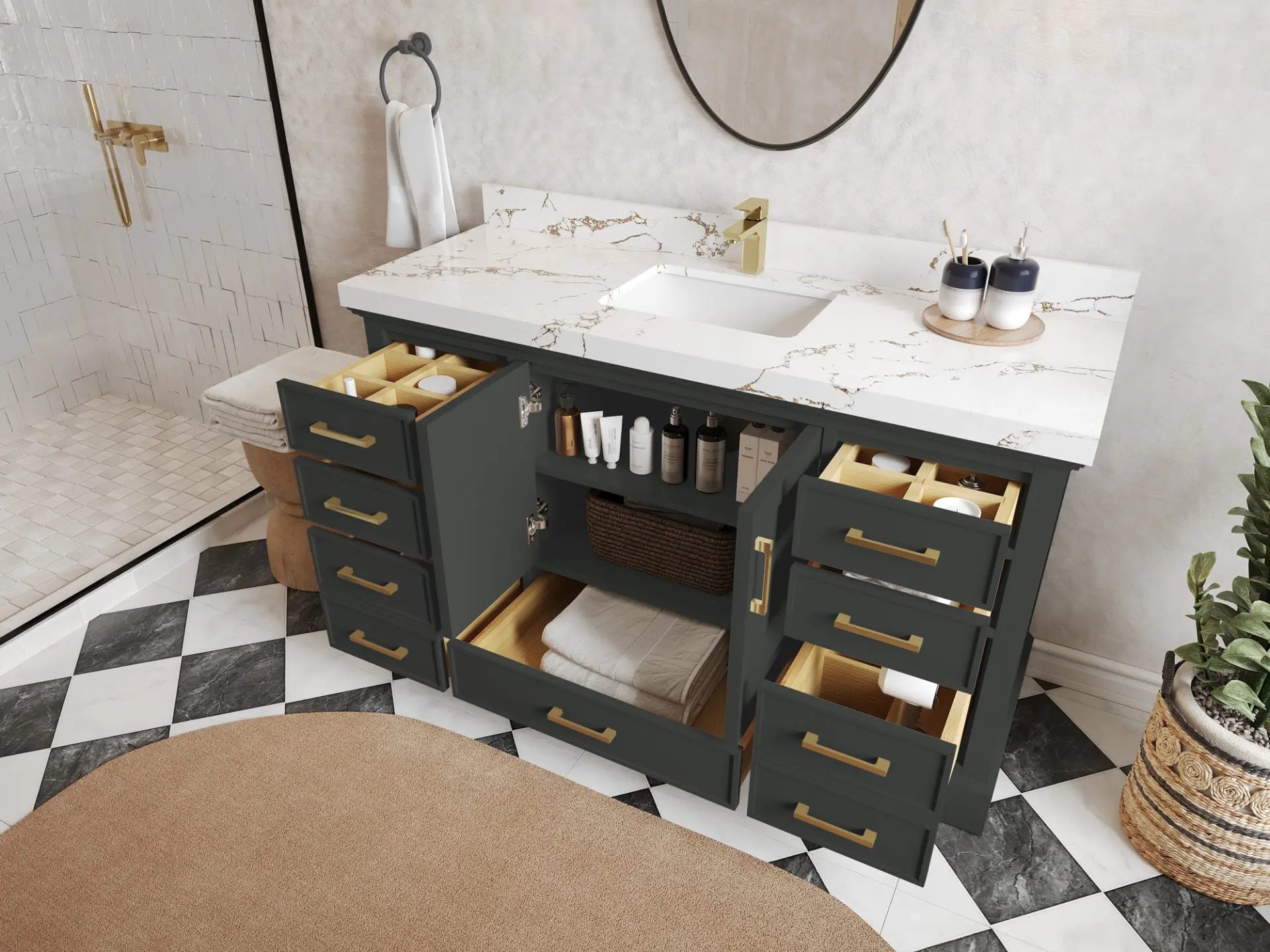 Charlotte 60 in. W x 22 in. D Single Sink Bathroom Vanity