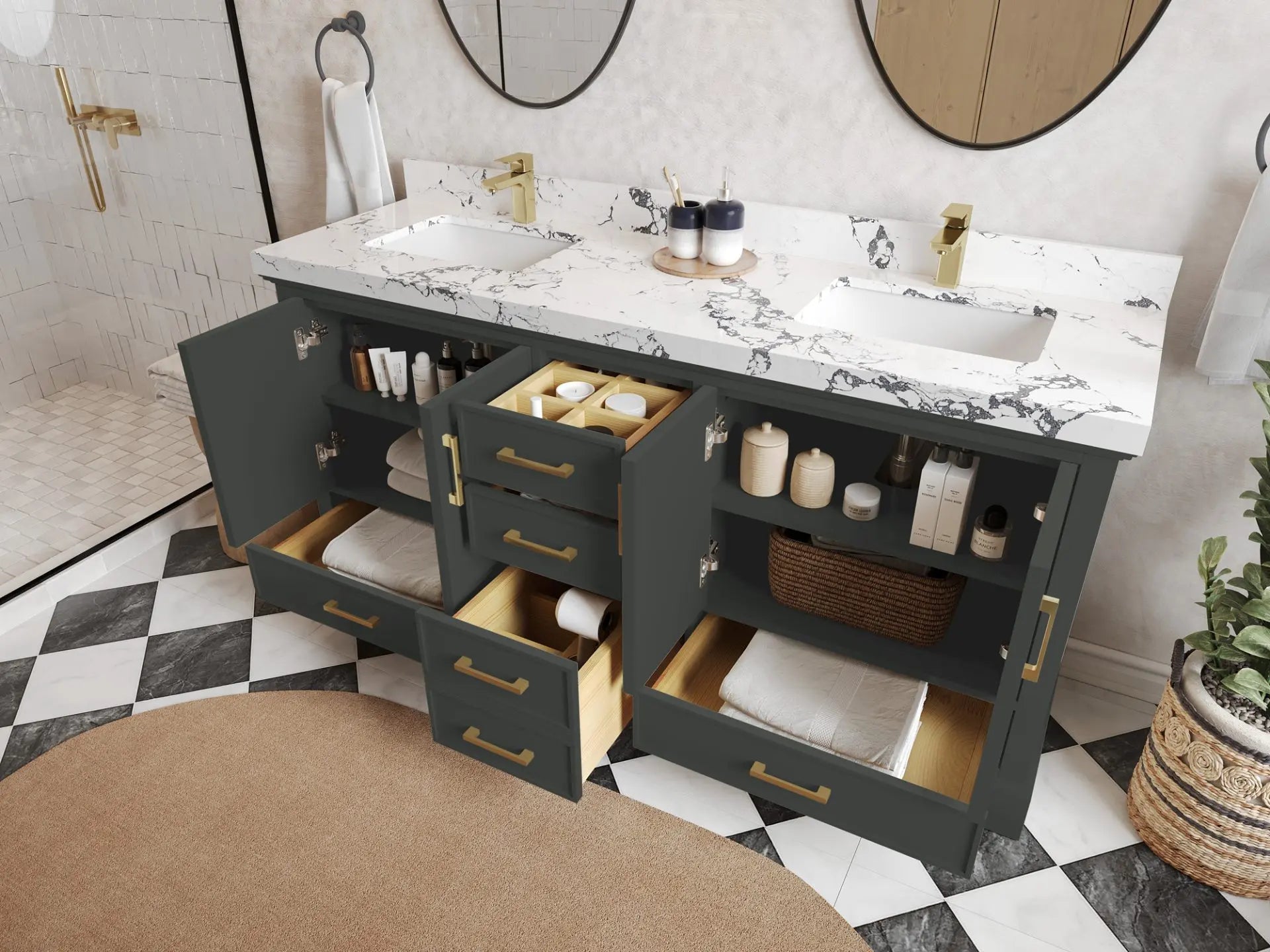 Charlotte 72 in. W x 22 in. D Double Sink Bathroom Vanity