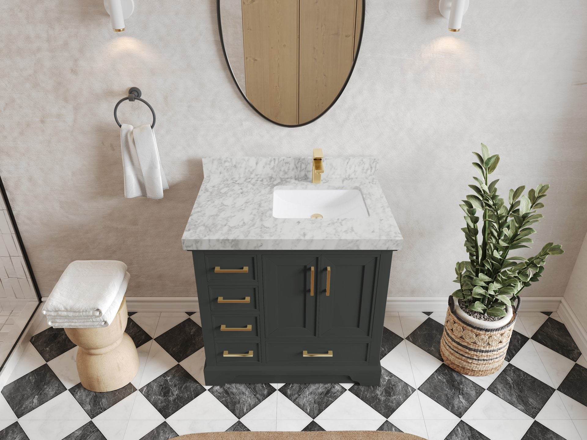 Charlotte 36 in. W x 22 in. D Right Offset Sink Bathroom Vanity