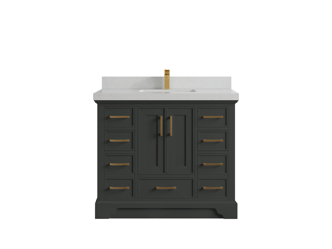 Charlotte 42 in. W x 22 in. D Single Sink Bathroom Vanity in Black Top with 2 in Carrara Quartz Countertop