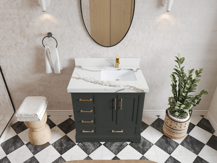 Charlotte 36 in. W x 22 in. D Right Offset Sink Bathroom Vanity - photo 9