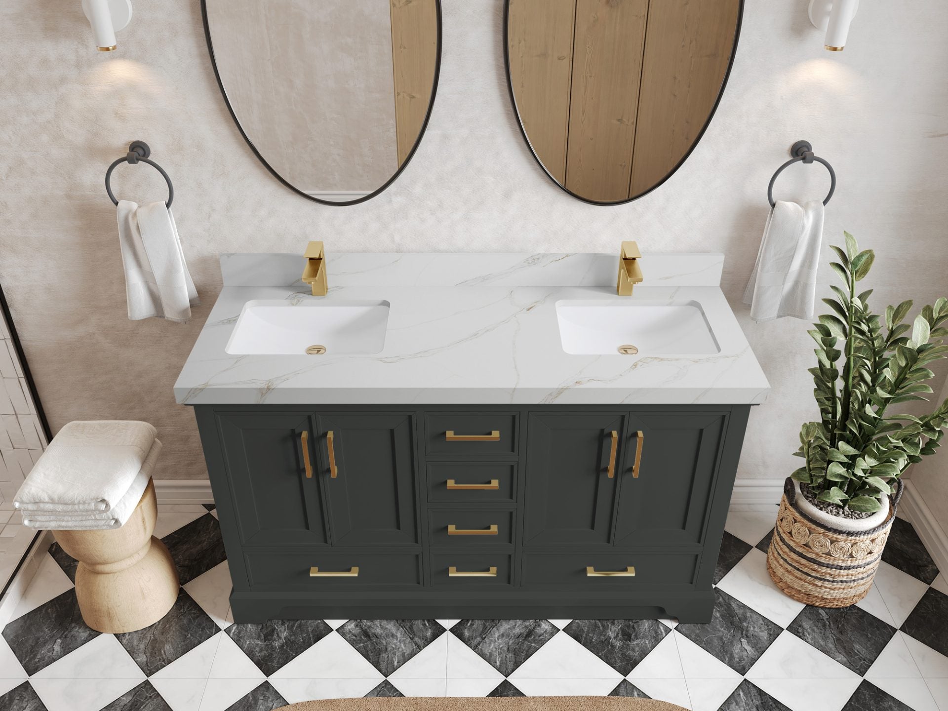 Charlotte 60 in. W x 22 in. D Double Sink Bathroom Vanity