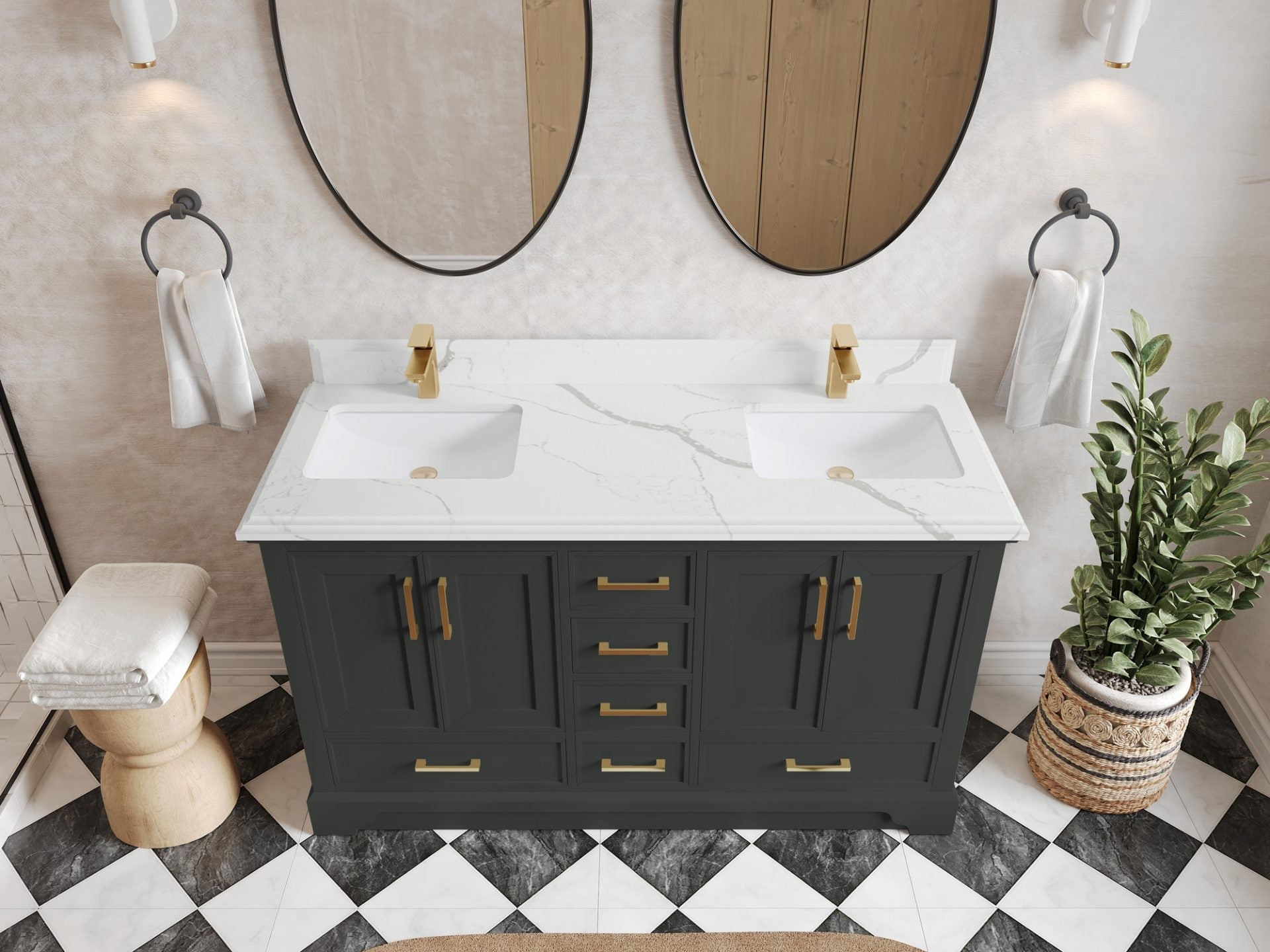Charlotte 60 in. W x 22 in. D Double Sink Bathroom Vanity