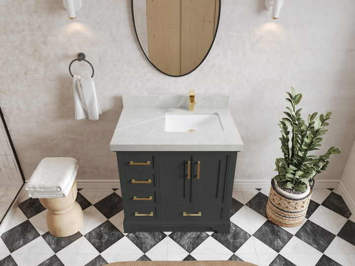 Charlotte 36 in. W x 22 in. D Right Offset Sink Bathroom Vanity - photo 29