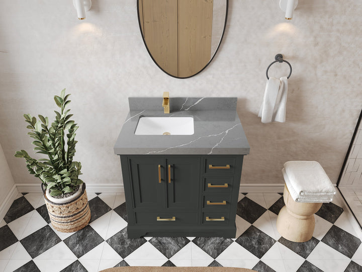 Charlotte 36 in. W x 22 in. D Left Offset Sink Bathroom Vanity - photo 31