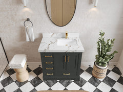 Charlotte 36 in. W x 22 in. D Right Offset Sink Bathroom Vanity - photo 33
