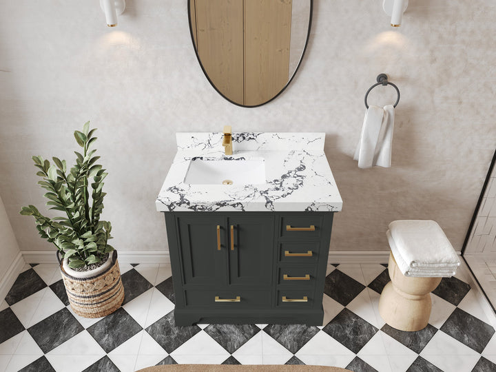 Charlotte 36 in. W x 22 in. D Left Offset Sink Bathroom Vanity - photo 37