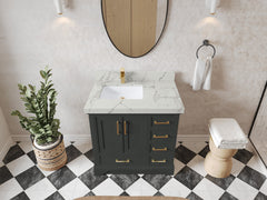 Charlotte 36 in. W x 22 in. D Left Offset Sink Bathroom Vanity - photo 39