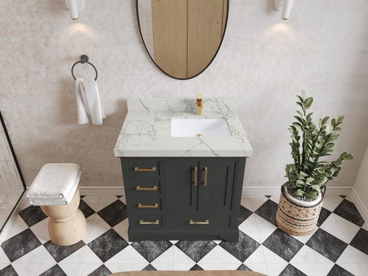 Charlotte 36 in. W x 22 in. D Right Offset Sink Bathroom Vanity - photo 39