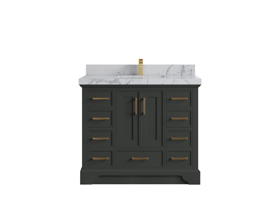 Charlotte 42 in. W x 22 in. D Single Sink Bathroom Vanity in Black Top with 2 in Venatino Quartz Countertop