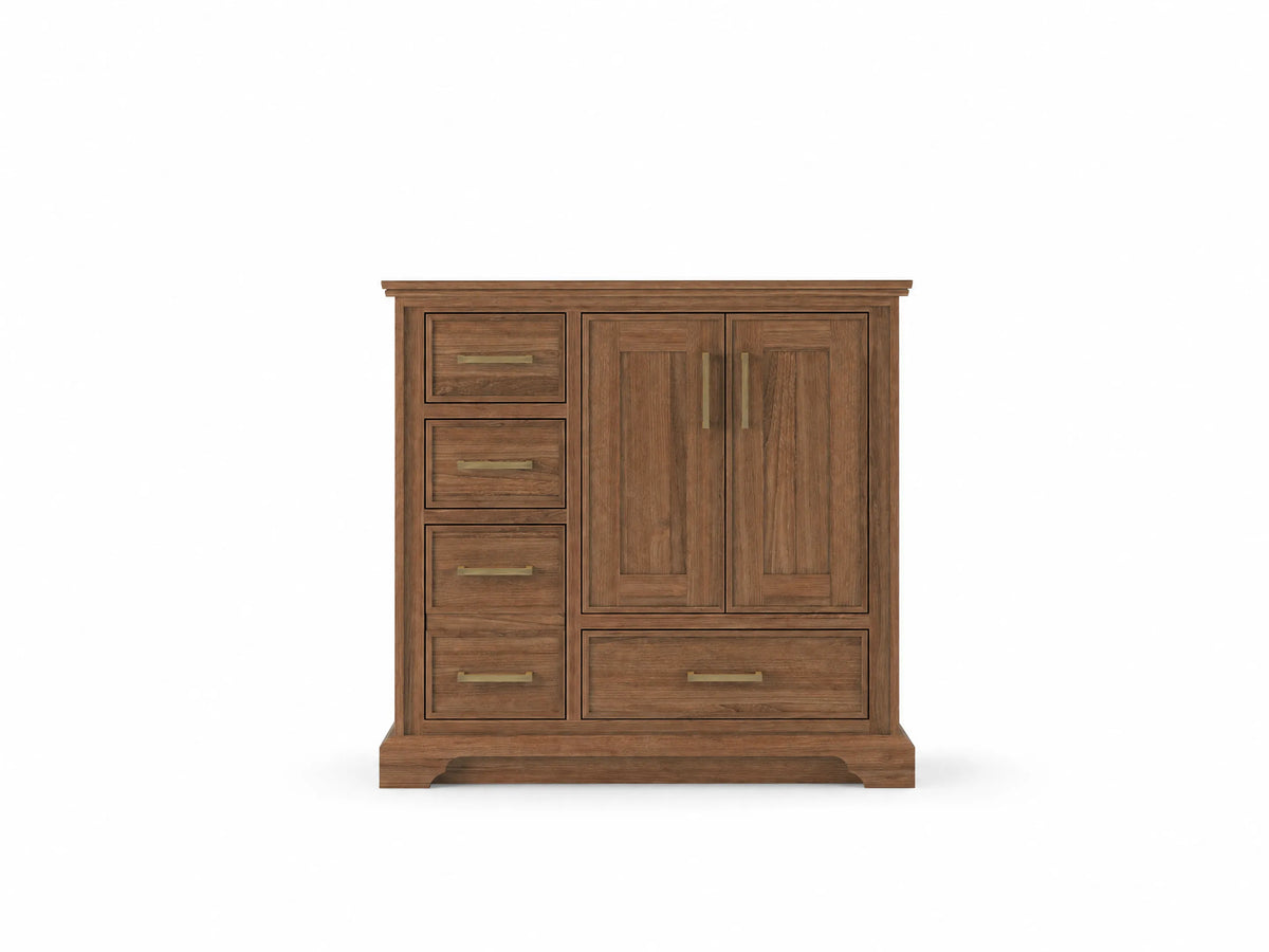 Charlotte Teak Wood 36 in. W x 22 in. D Center Sink Bathroom Vanity