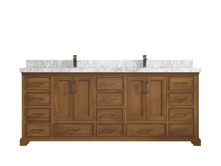 Charlotte 84 in. W x 22 in. D Double Sink Bathroom Teak Wood Vanity - photo 11