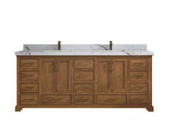 Charlotte 84 in. W x 22 in. D Double Sink Bathroom Teak Wood Vanity - photo 7
