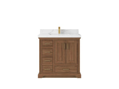 Charlotte Teak Wood 36 in. W x 22 in. D Center Sink Bathroom Vanity - photo 1