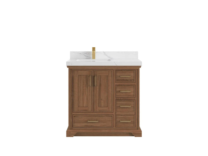 Charlotte 36 in. W x 22 in. D Left Offset Sink Bathroom Teak Wood Vanity - photo 1