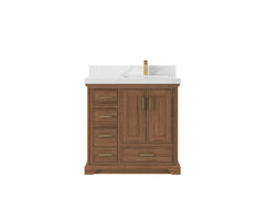 Charlotte 36 in. W x 22 in. D Right Offset Sink Bathroom Teak Wood Vanity - photo 1