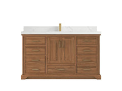 Charlotte 60 in. W x 22 in. D Single Sink Bathroom Teak Wood Vanity - photo 1