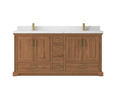 Charlotte 72 in. W x 22 in. D Double Sink Bathroom Teak Wood Vanity - photo 1