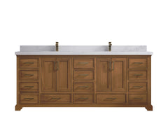 Charlotte 84 in. W x 22 in. D Double Sink Bathroom Teak Wood Vanity - photo 9