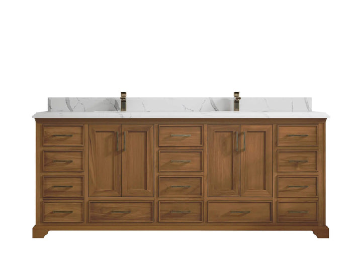 Charlotte 84 in. W x 22 in. D Double Sink Bathroom Teak Wood Vanity - photo 13
