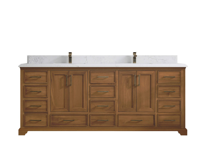 Charlotte 84 in. W x 22 in. D Double Sink Bathroom Teak Wood Vanity - photo 14