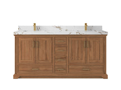 Charlotte 72 in. W x 22 in. D Double Sink Bathroom Teak Wood Vanity - photo 20