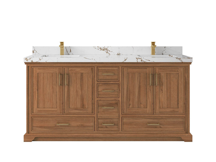 Charlotte 72 in. W x 22 in. D Double Sink Bathroom Teak Wood Vanity - photo 20