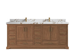 Charlotte 84 in. W x 22 in. D Double Sink Bathroom Teak Wood Vanity - photo 19