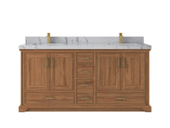 Charlotte 72 in. W x 22 in. D Double Sink Bathroom Teak Wood Vanity - photo 23