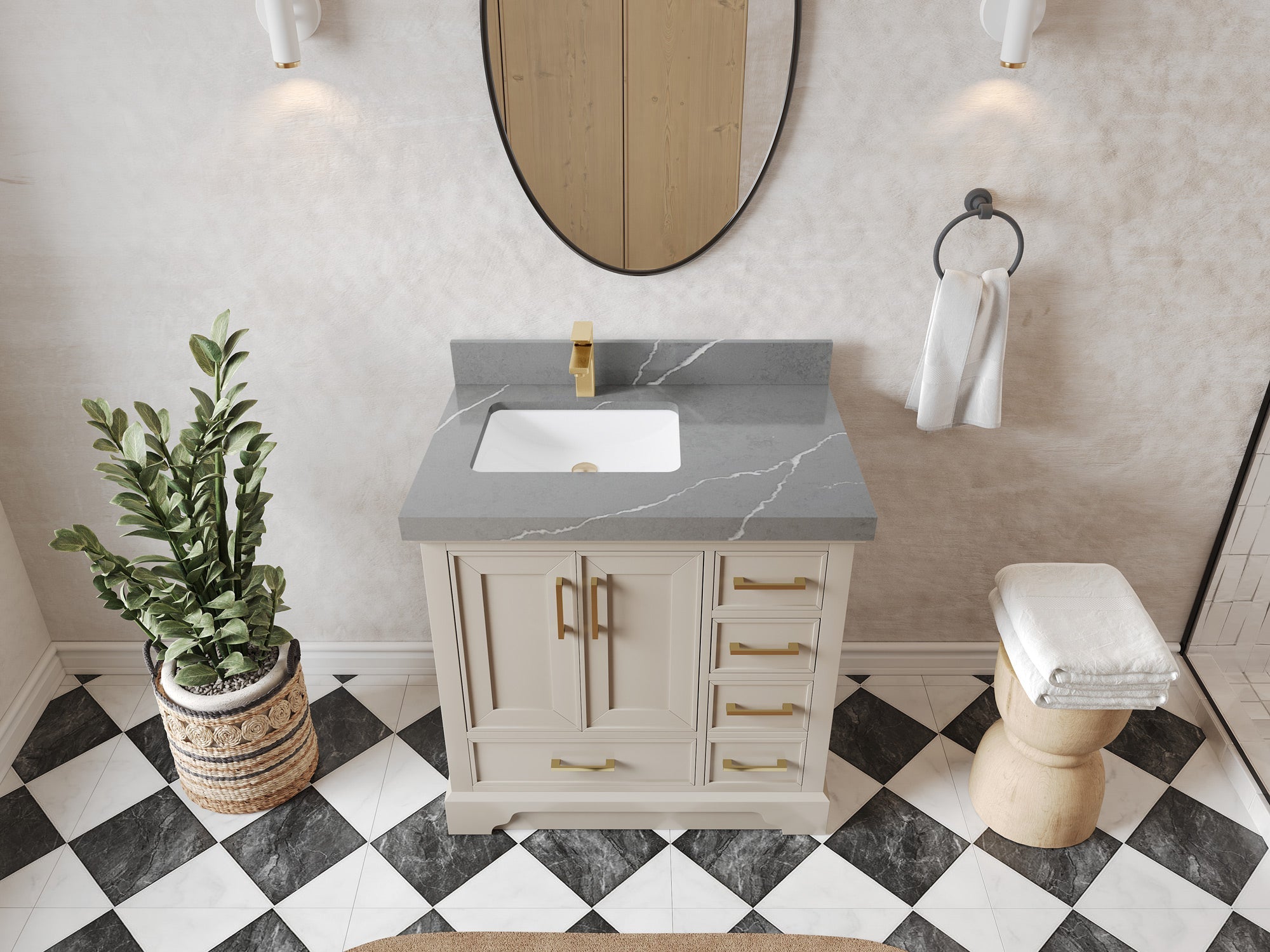 Charlotte 36 in. W x 22 in. D Left Offset Sink Bathroom Vanity