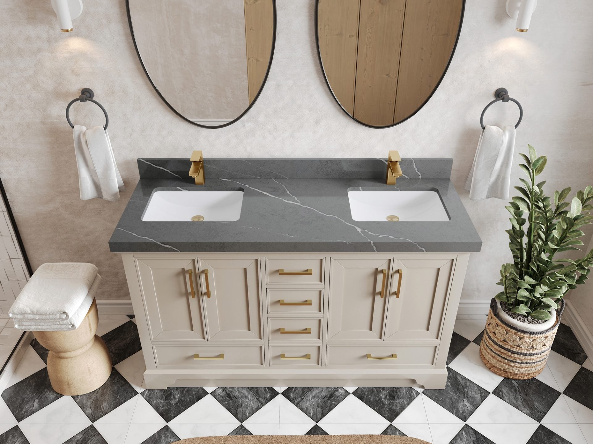 Charlotte 60 in. W x 22 in. D Double Sink Bathroom Vanity