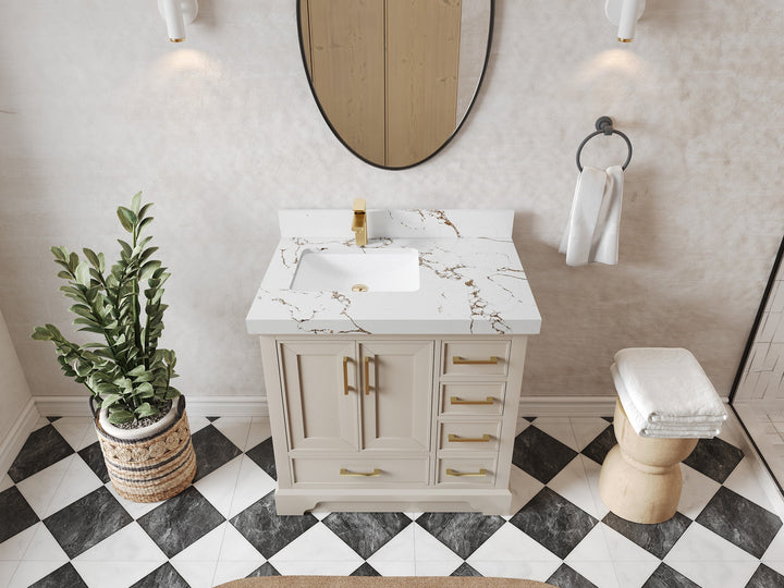 Charlotte 36 in. W x 22 in. D Left Offset Sink Bathroom Vanity - photo 33