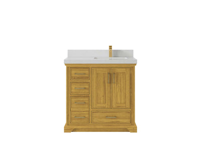 Charlotte White Oak 36 in. W x 22 in. D Right Offset Sink Bathroom Vanity