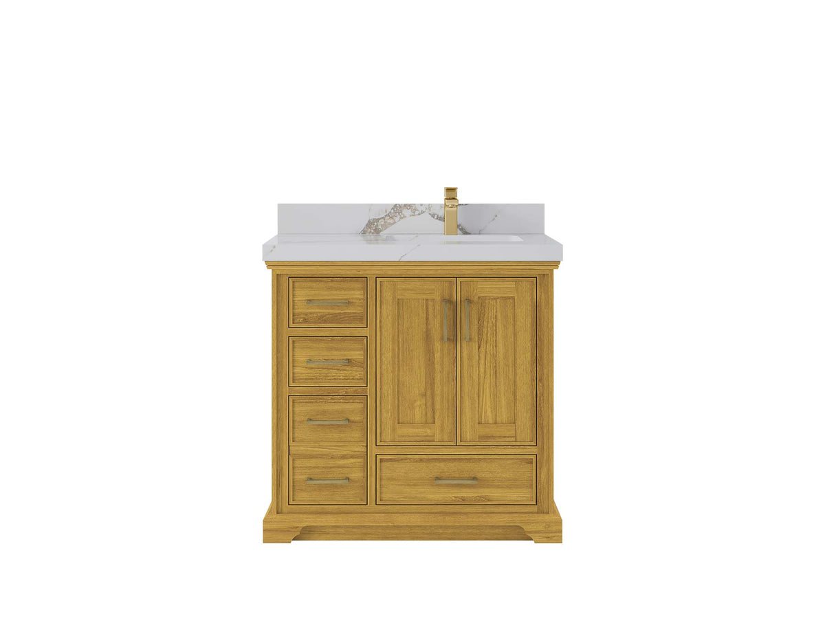 Charlotte White Oak 36 in. W x 22 in. D Right Offset Sink Bathroom Vanity