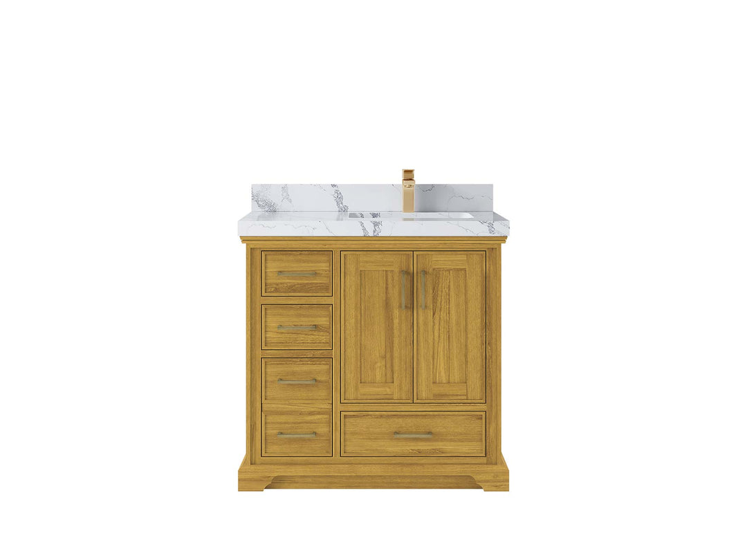 Charlotte White Oak 36 in. W x 22 in. D Right Offset Sink Bathroom Vanity