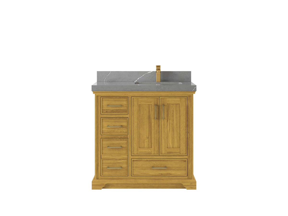 Charlotte White Oak 36 in. W x 22 in. D Right Offset Sink Bathroom Vanity