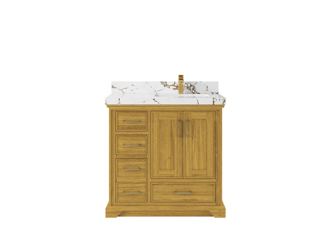 Charlotte White Oak 36 in. W x 22 in. D Right Offset Sink Bathroom Vanity