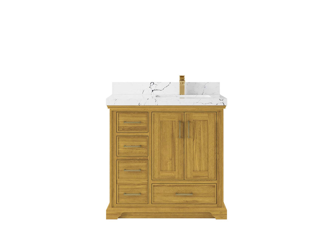 Charlotte White Oak 36 in. W x 22 in. D Right Offset Sink Bathroom Vanity