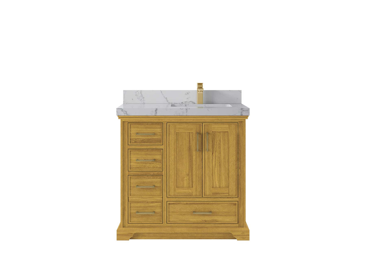 Charlotte White Oak 36 in. W x 22 in. D Right Offset Sink Bathroom Vanity