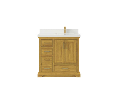 Charlotte White Oak 36 in. W x 22 in. D Right Offset Sink Bathroom Vanity