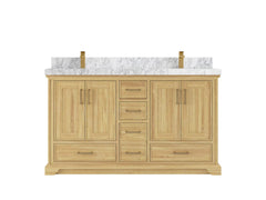 Charlotte 60 in. W x 22 in. D Double Sink Bathroom Teak Wood Vanity - photo 12