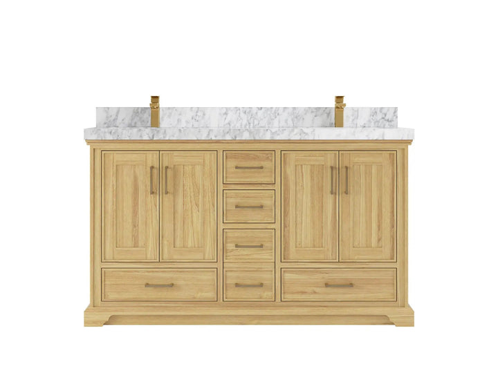 Charlotte 60 in. W x 22 in. D Double Sink Bathroom Teak Wood Vanity - photo 12