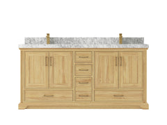 Charlotte 72 in. W x 22 in. D Double Sink Bathroom Teak Wood Vanity - photo 11