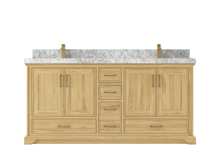 Charlotte 72 in. W x 22 in. D Double Sink Bathroom Teak Wood Vanity - photo 11