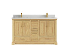 Charlotte 60 in. W x 22 in. D Double Sink Bathroom Teak Wood Vanity - photo 13